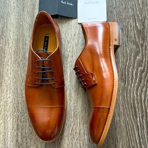 Paul Smith PS Logo Signature Hello Derby Ernest Tan Dual Lace-up Oxfords Shoes